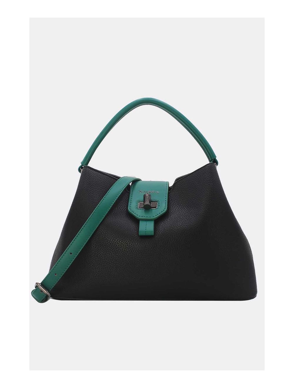 tom&eva Sac à Main Femme Avec Languette 24B-6118-Black/Green