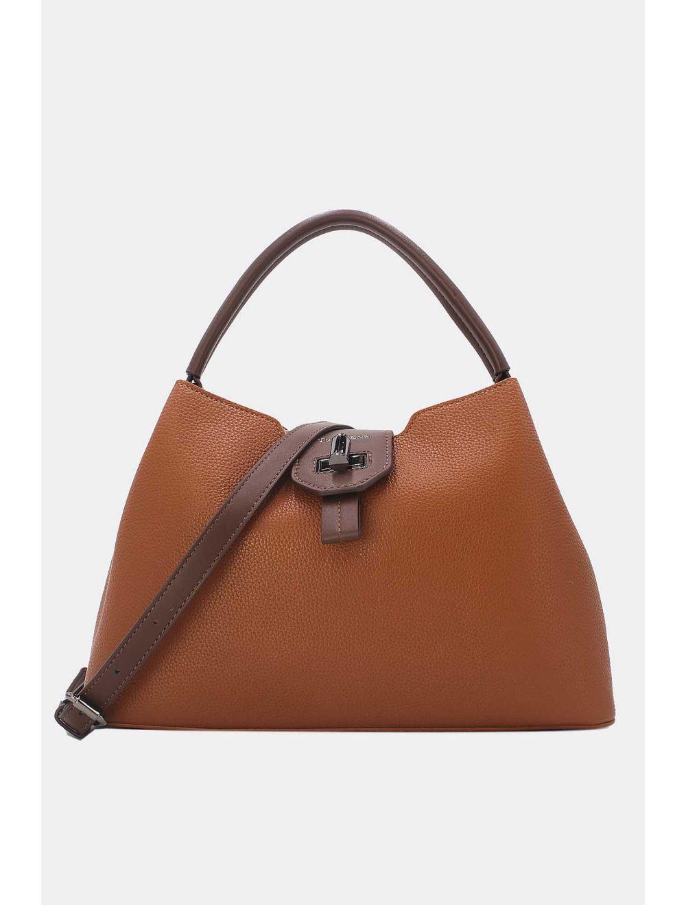 Tom&eva Sac à Main Femme Avec Languette 24B-6118-Brown/Coffee