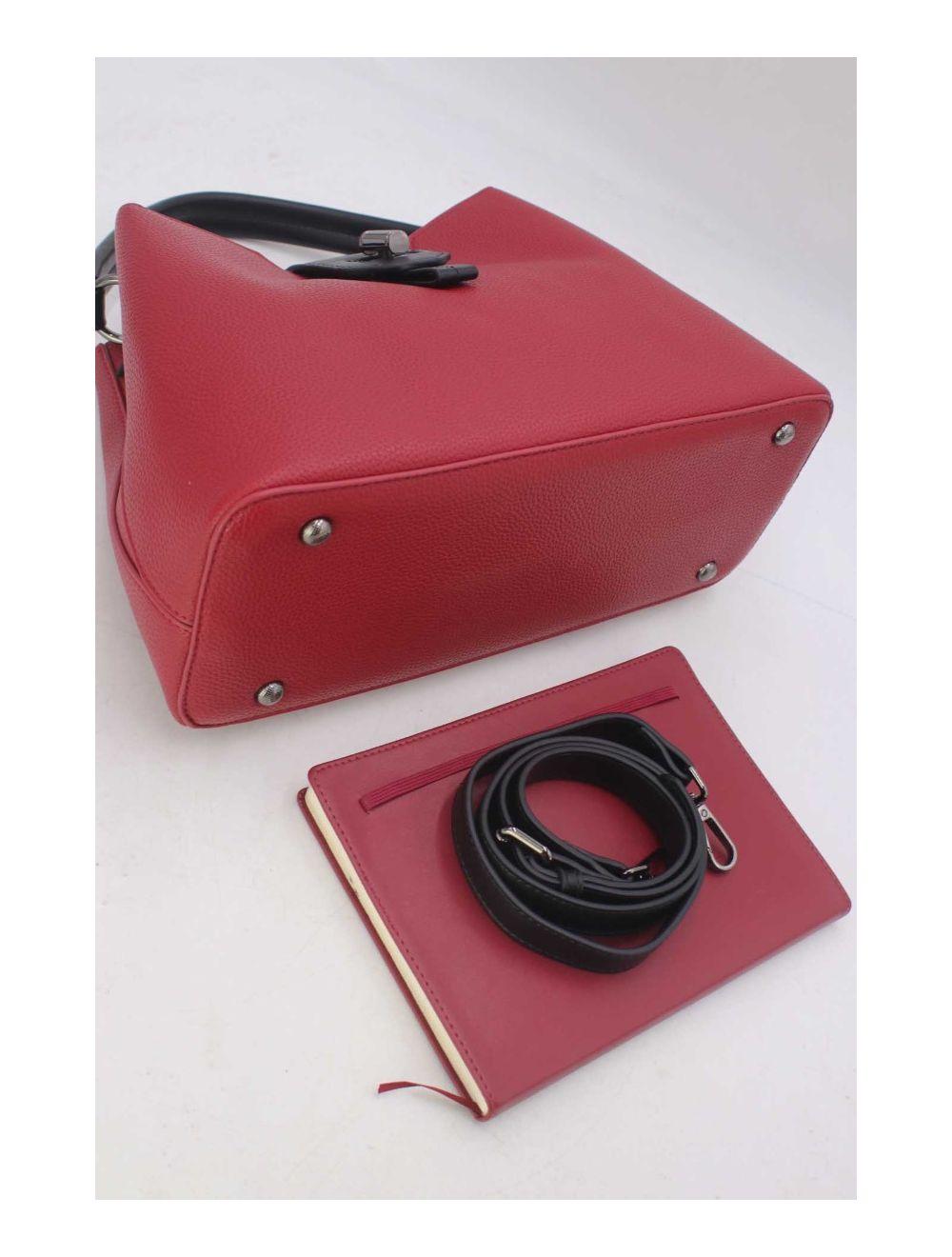 Tom&eva Sac à Main Femme Avec Languette 24B-6118-Burgundy/Black