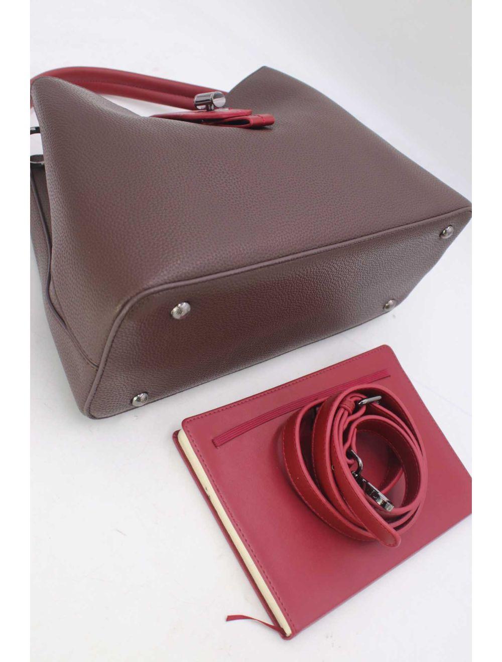 Tom&eva Sac à Main Femme Avec Languette 24B-6118-Coffee/Burgundy