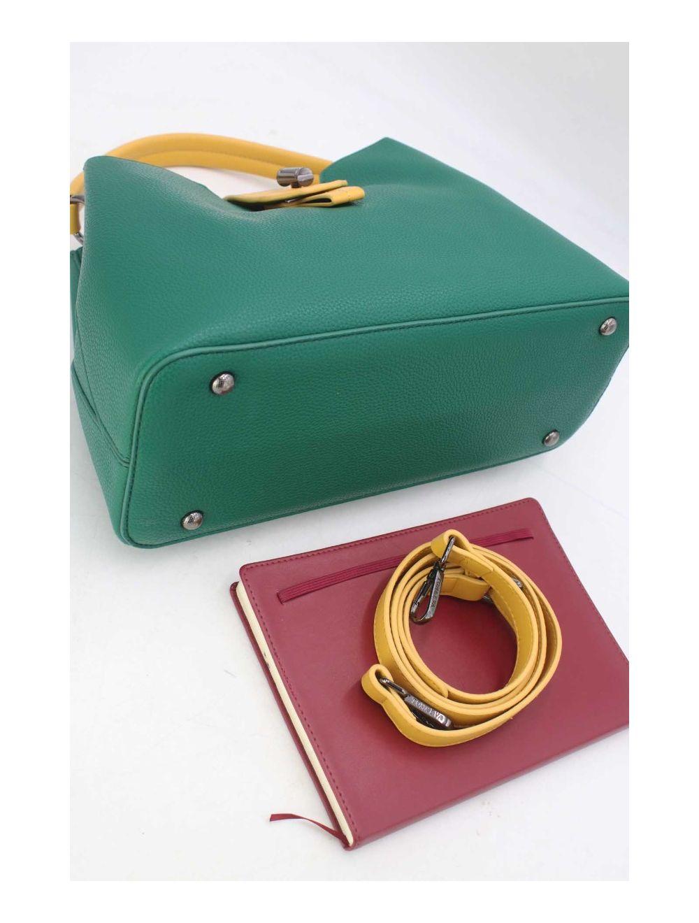 Tom&eva Sac à Main Femme Avec Languette 24B-6118-Green/Yellow