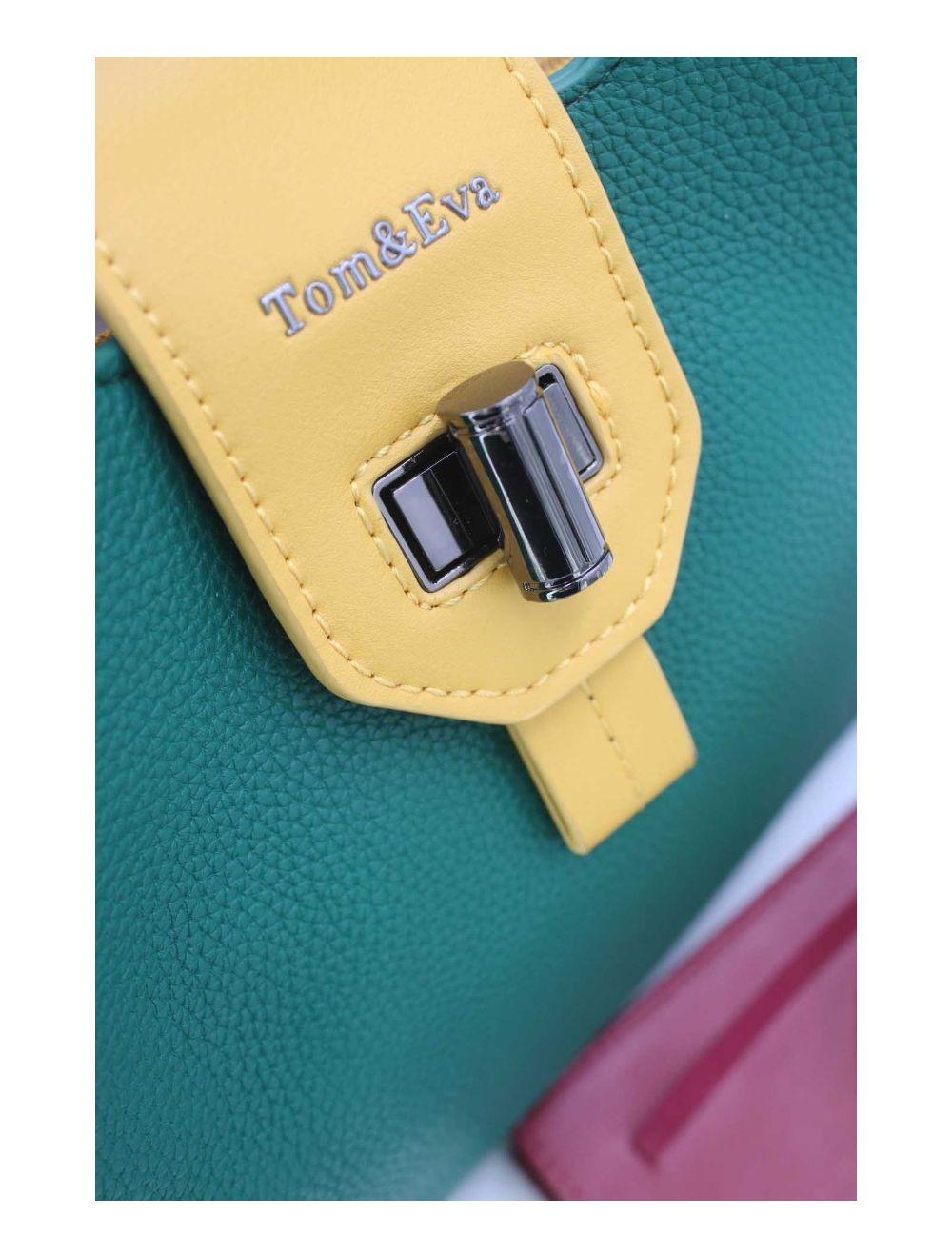 Tom&eva Sac à Main Femme Avec Languette 24B-6118-Green/Yellow