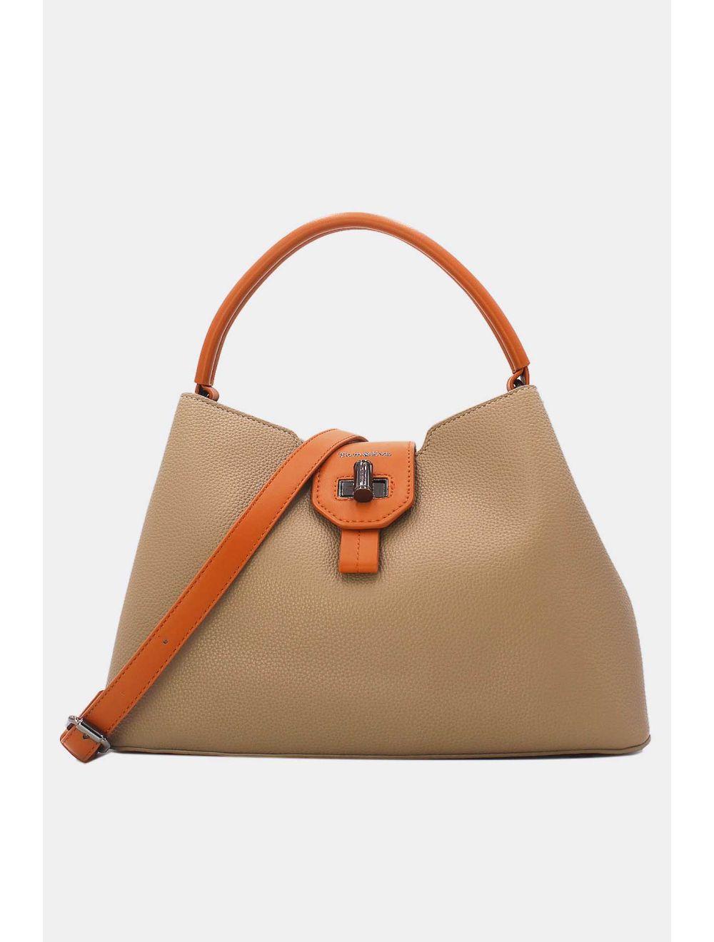 Tom&eva Sac à Main Femme Avec Languette 24B-6118 Khaki/Brown