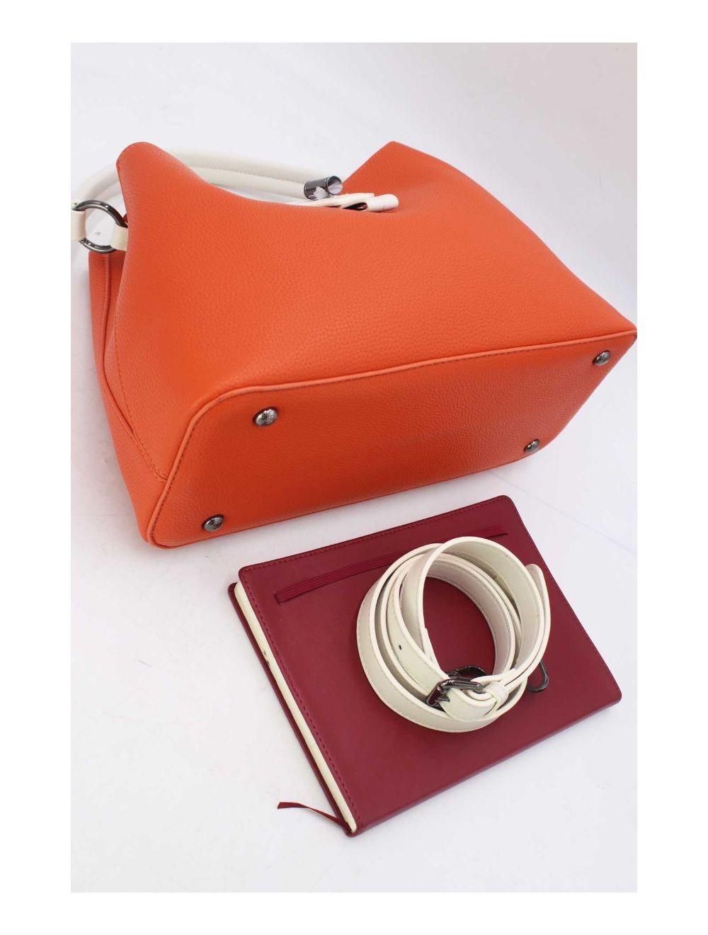 Tom&eva Sac à Main Femme Avec Languette 24B-6118-Orange/Beige