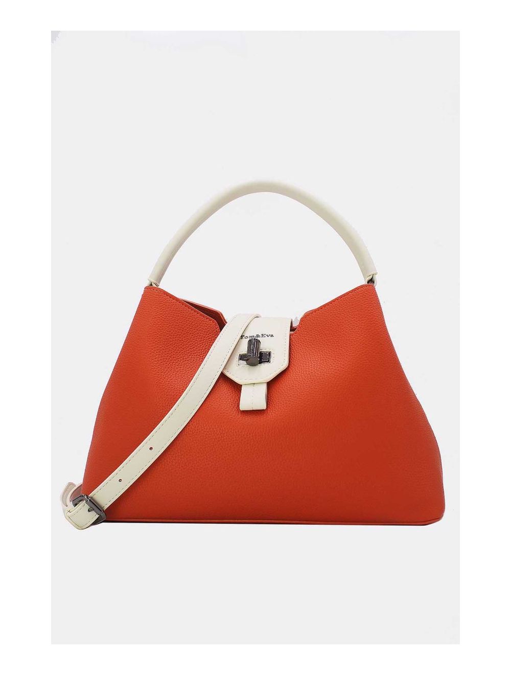 tom&eva Sac à Main Femme Avec Languette 24B-6118-Orange/Beige