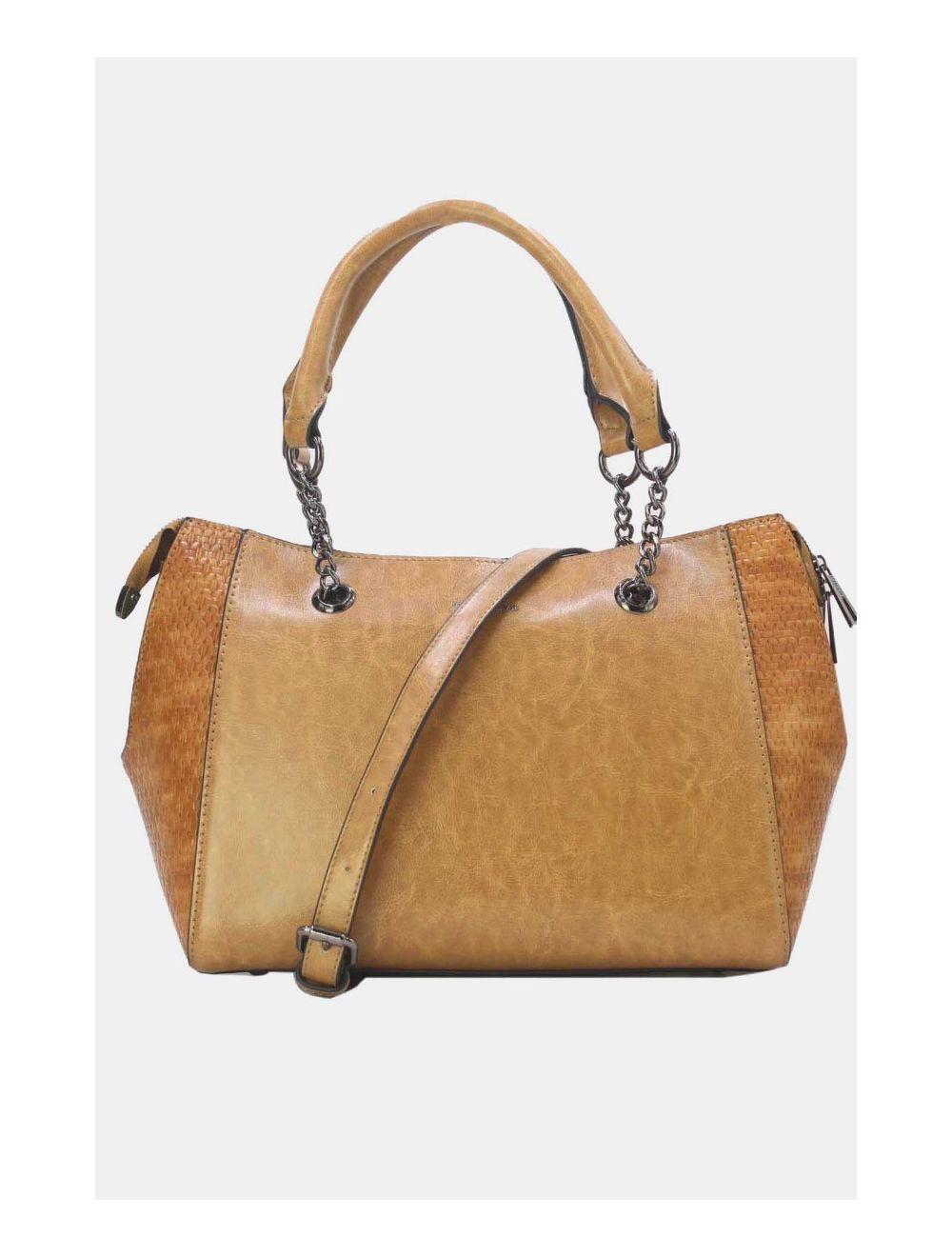 Tom&eva Sac à Main Femme Effet Paille Et Verni 24B-6094-Abricot