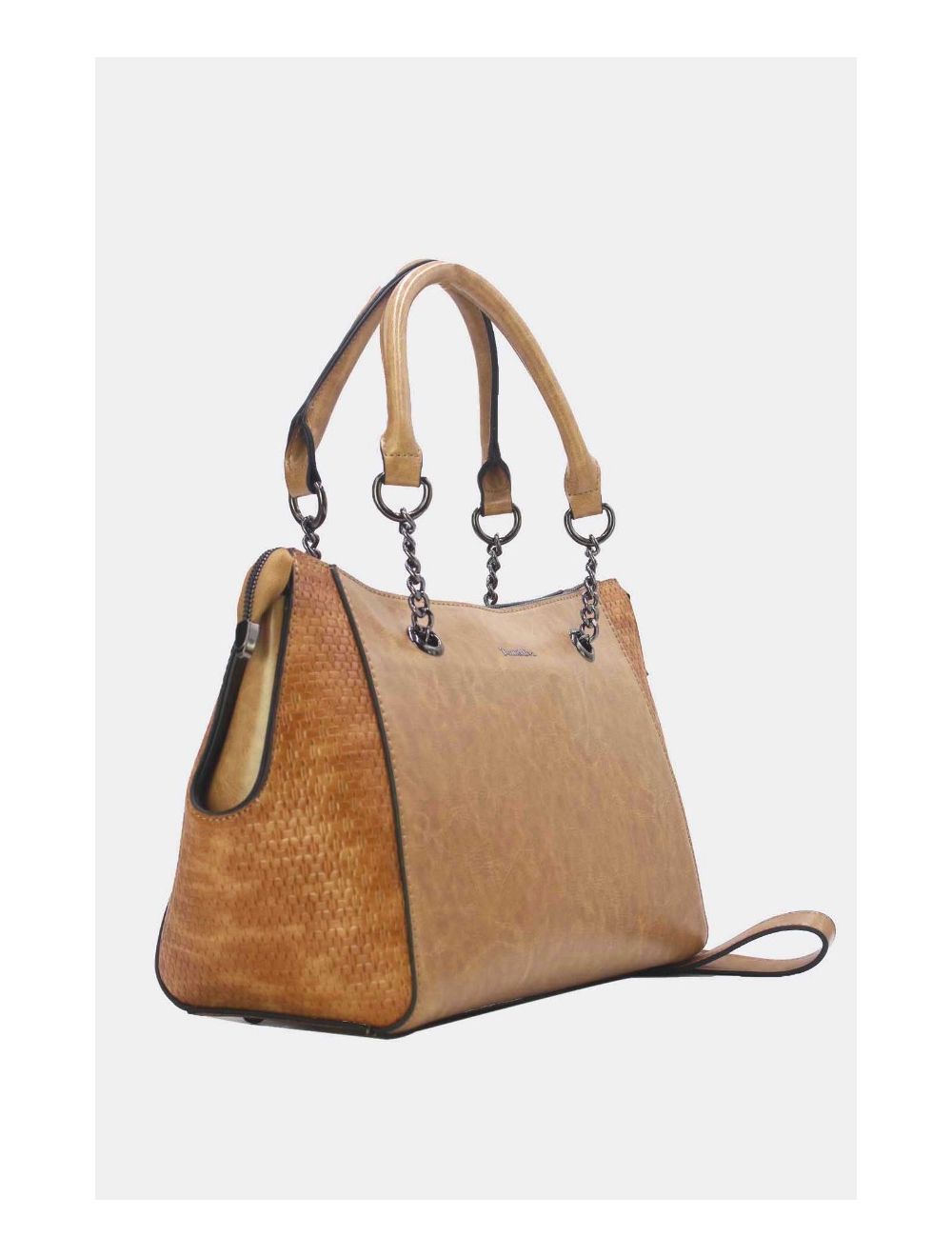 Tom&eva Sac à Main Femme Effet Paille Et Verni 24B-6094-Abricot