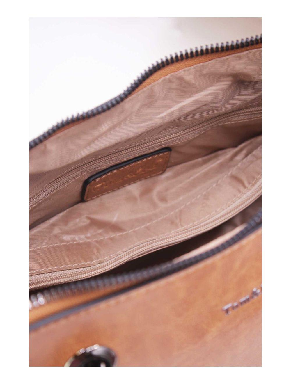 tom&eva Sac à Main Femme Effet Paille Et Verni 24B-6094-Abricot