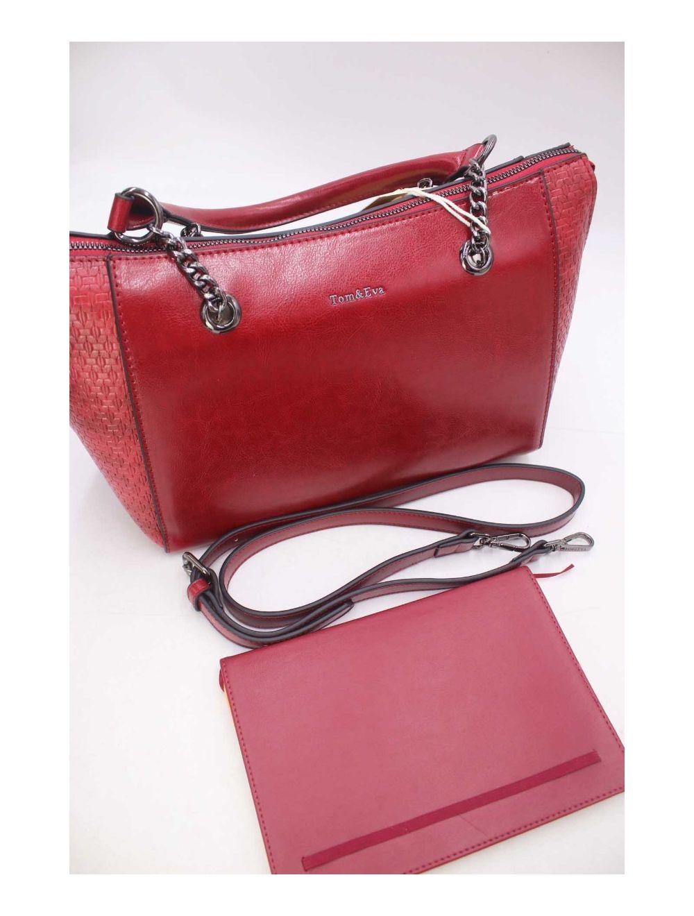 Tom&eva Sac à Main Femme Effet Paille Et Verni 24B-6094-Burgundy