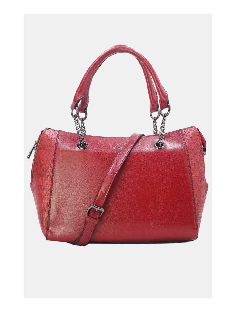 tom&eva Sac à Main Femme Effet Paille Et Verni 24B-6094-Burgundy
