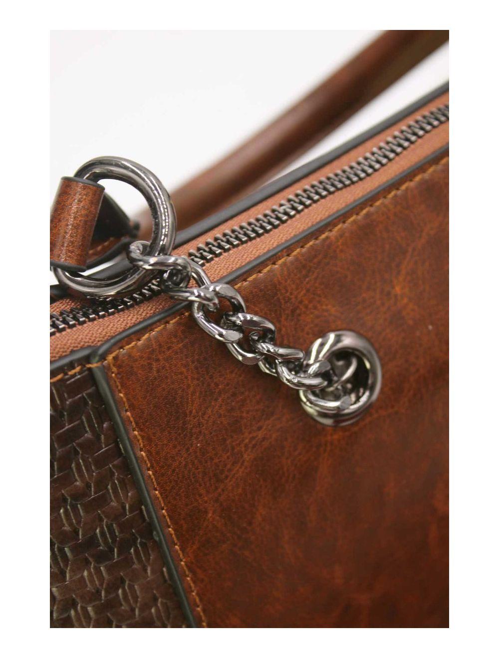 tom&eva Sac à Main Femme Effet Paille Et Verni 24B-6094-Coffee