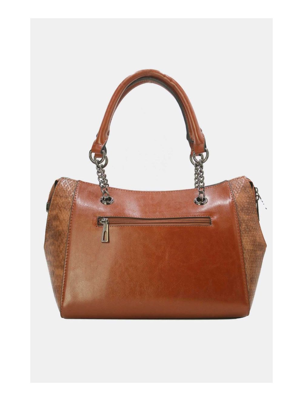 Tom&eva Sac à Main Femme Effet Paille Et Verni 24B-6094-Marron