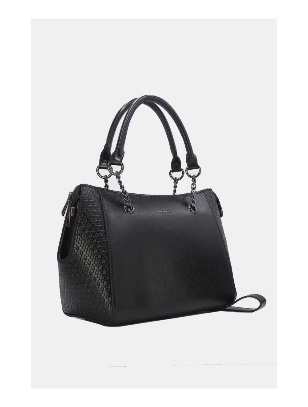 Tom&eva Sac à Main Femme Effet Paille Et Verni 24B-6094-Noir