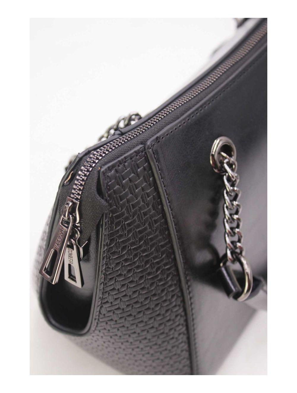 tom&eva Sac à Main Femme Effet Paille Et Verni 24B-6094-Noir