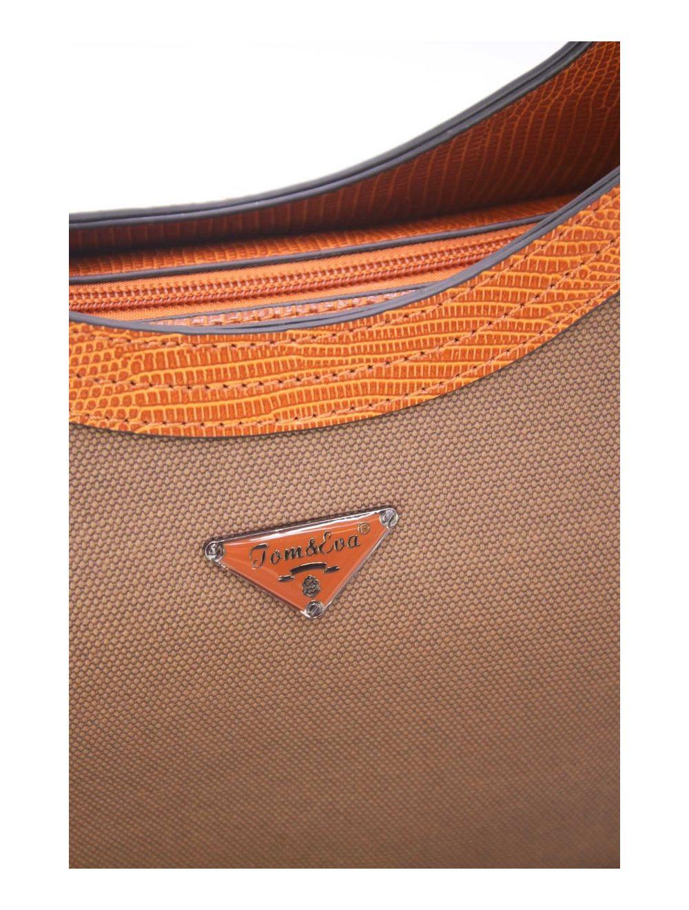 tom&eva Sac à Main Femme Effet Tissu 24B-6058-Coffee/Brown