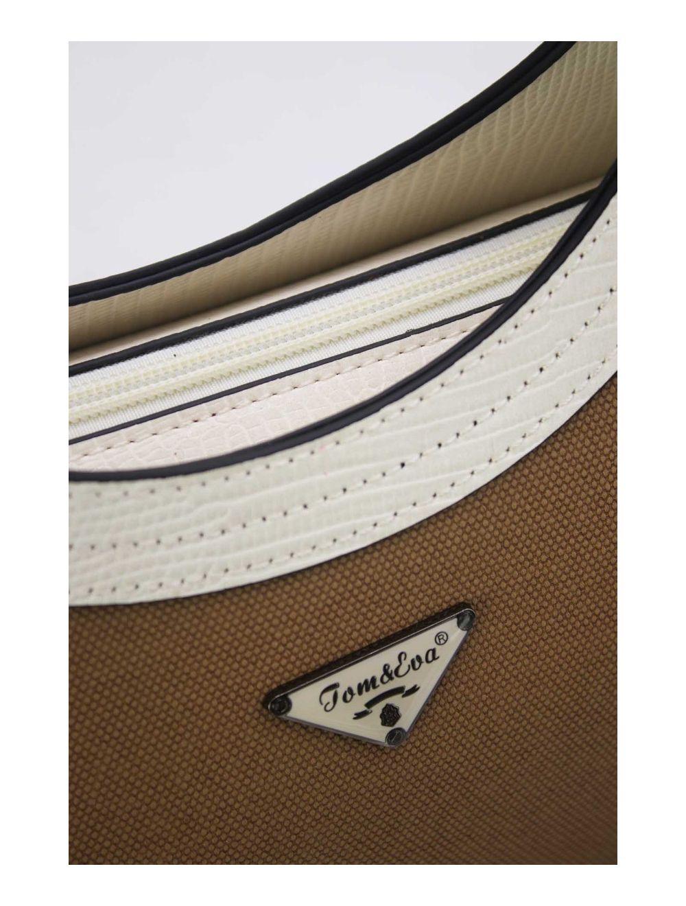 Tom&eva Sac à Main Femme Effet Tissu 24B-6058-Khaki/White