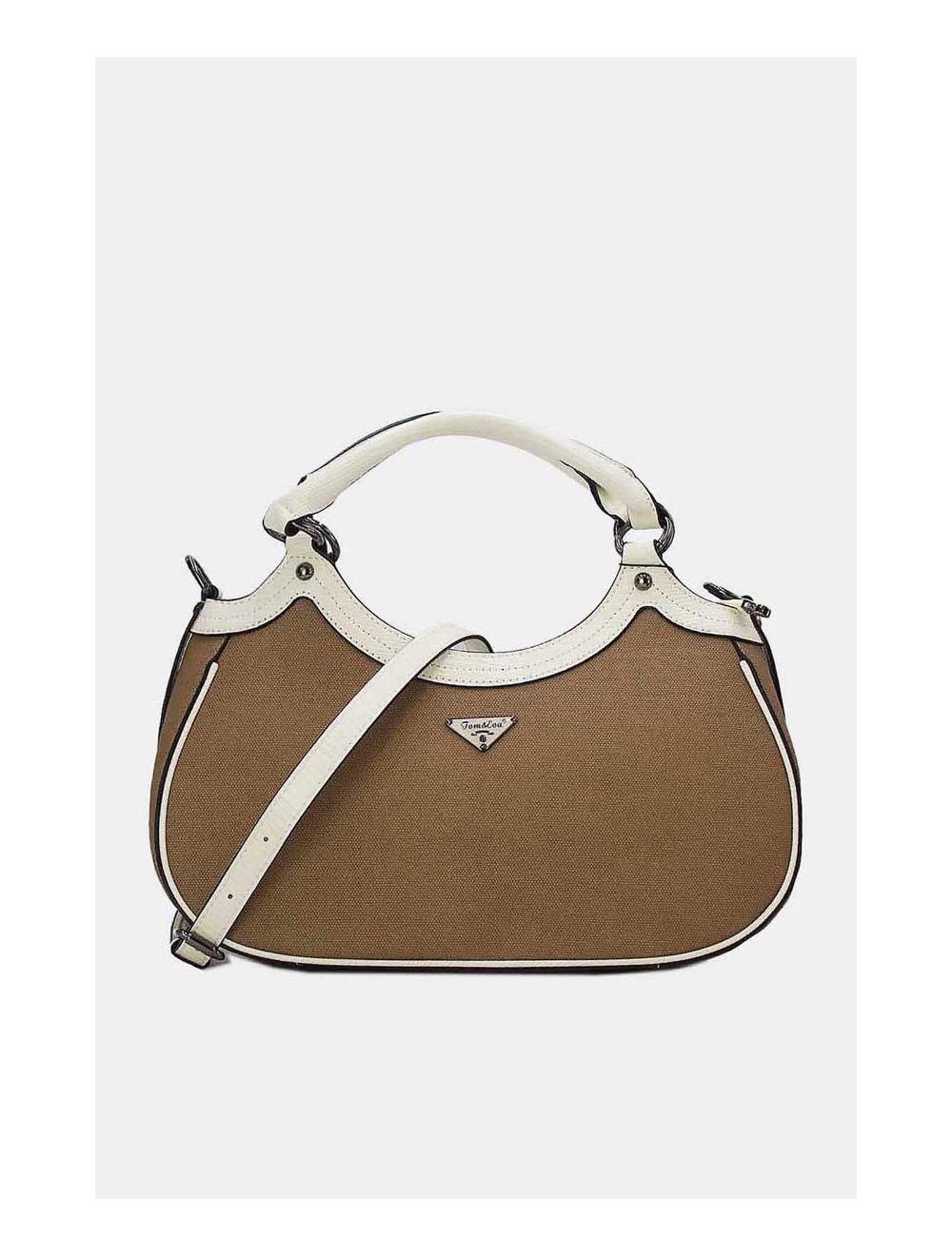 tom&eva Sac à Main Femme Effet Tissu 24B-6058-Khaki/White