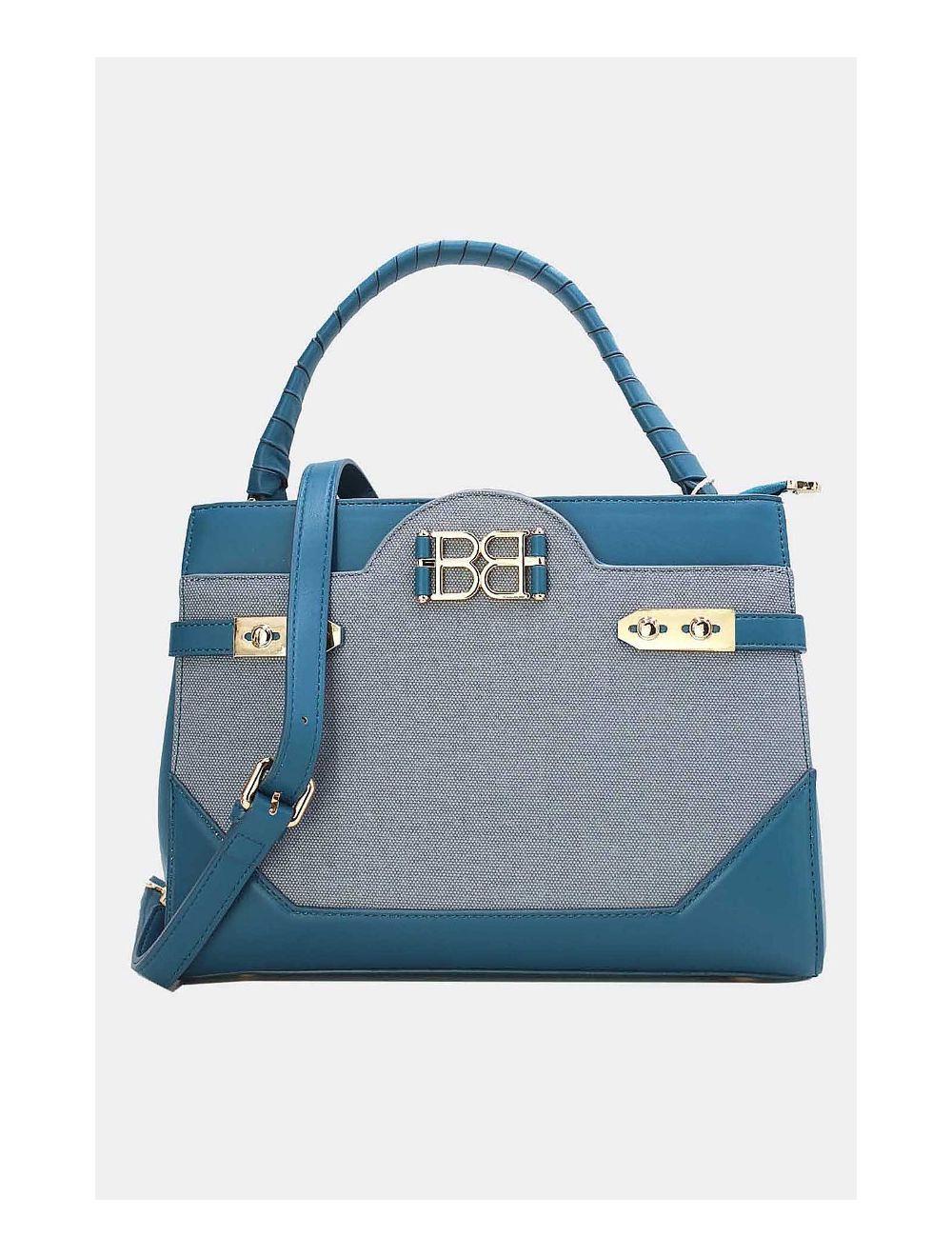 tom&eva Sac à Main Femme Effet Tissu 24B-6059-Blue/D.Blue