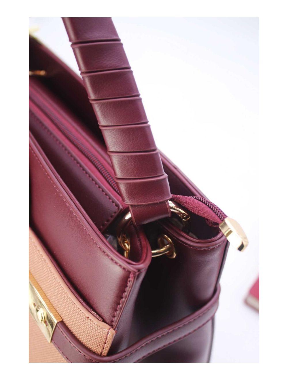 tom&eva Sac à Main Femme Effet Tissu 24B-6059-Pink/Red