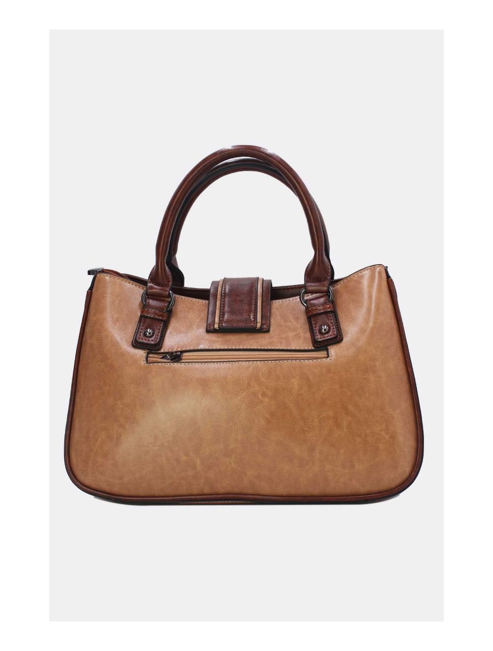 Tom&eva Sac à Main Femme Effet Vernis Style 24B-6032-Apricot/Coffee