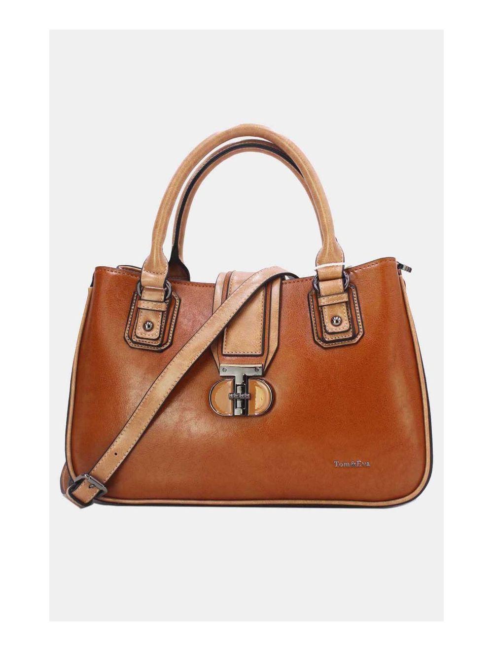 Tom&eva Sac à Main Femme Effet Vernis Style 24B-6032-Brown/Apricot