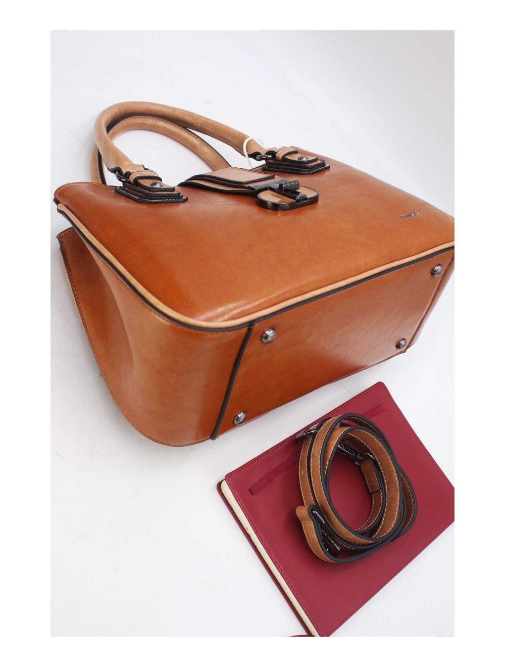 Tom&eva Sac à Main Femme Effet Vernis Style 24B-6032-Brown/Apricot