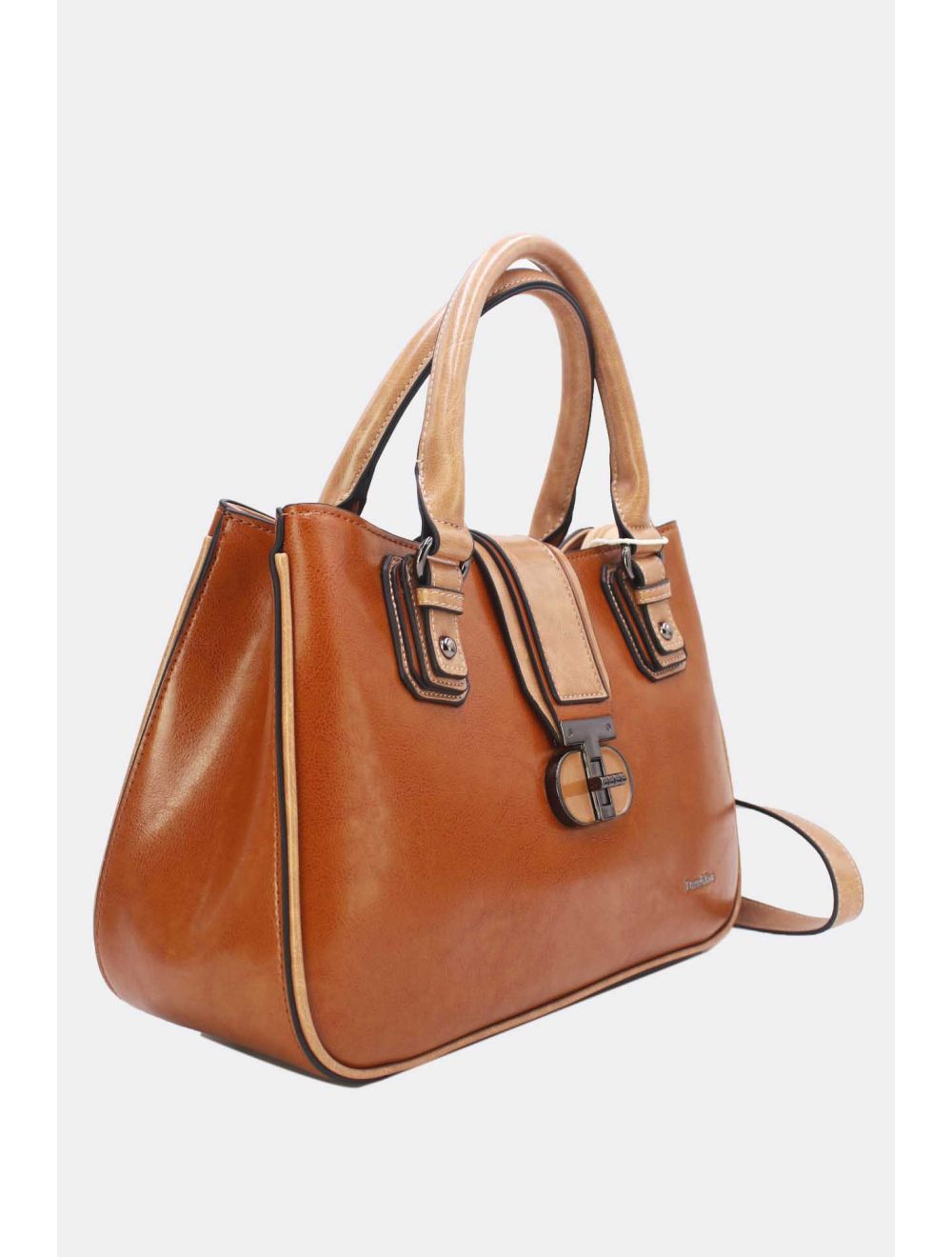 Tom&eva Sac à Main Femme Effet Vernis Style 24B-6032-Brown/Apricot