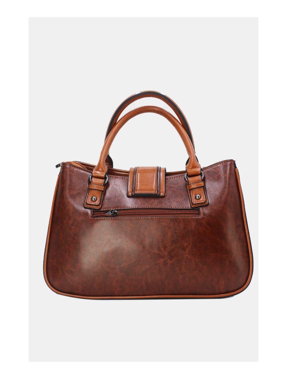 Tom&eva Sac à Main Femme Effet Vernis Style 24B-6032-Coffee/Brown