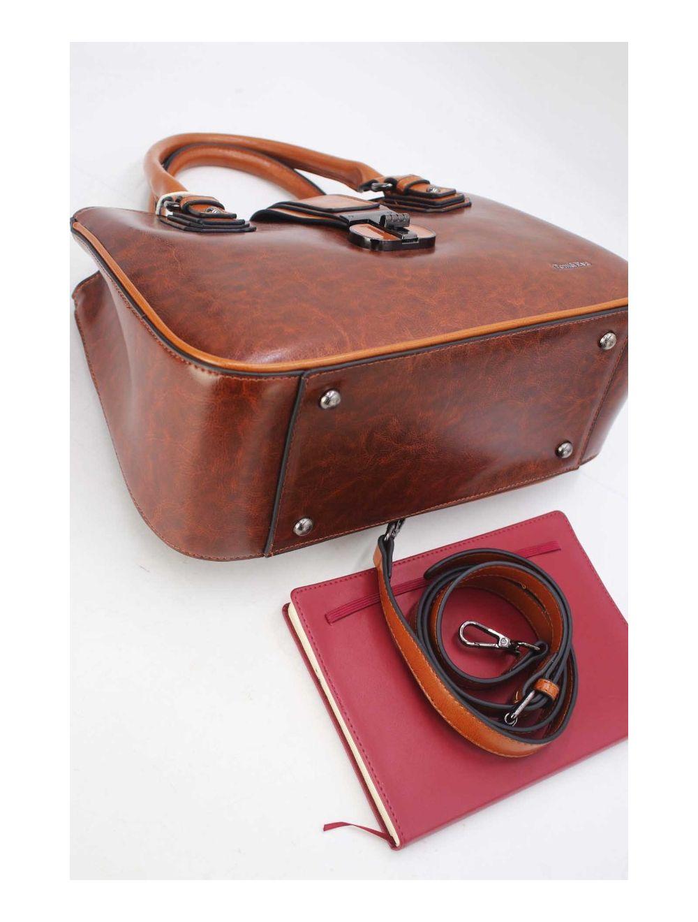 Tom&eva Sac à Main Femme Effet Vernis Style 24B-6032-Coffee/Brown