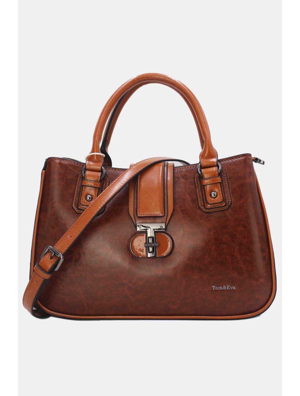 Tom&eva Sac à Main Femme Effet Vernis Style 24B-6032-Coffee/Brown