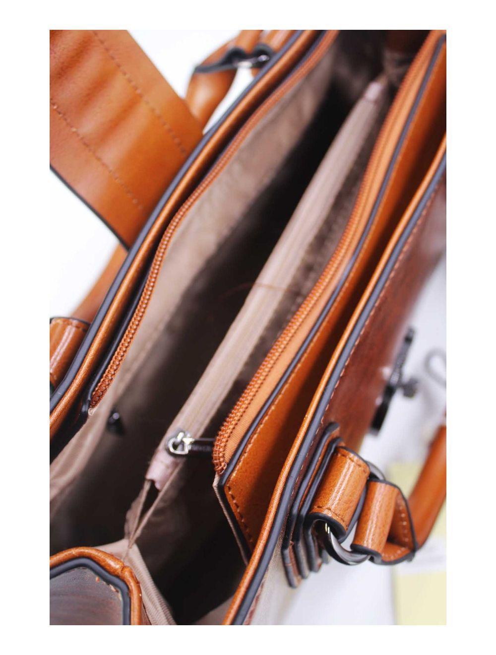 tom&eva Sac à Main Femme Effet Vernis Style 24B-6032-Coffee/Brown