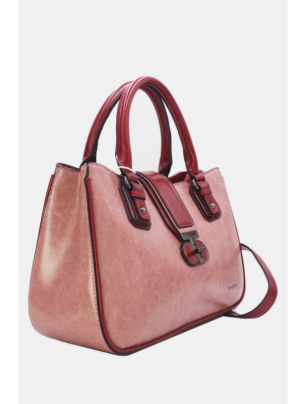 Tom&eva Sac à Main Femme Effet Vernis Style 24B-6032-Pink/Burgundy