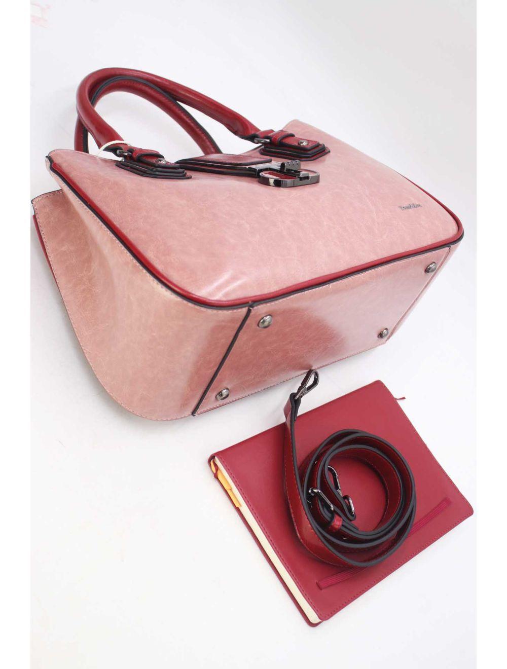 Tom&eva Sac à Main Femme Effet Vernis Style 24B-6032-Pink/Burgundy
