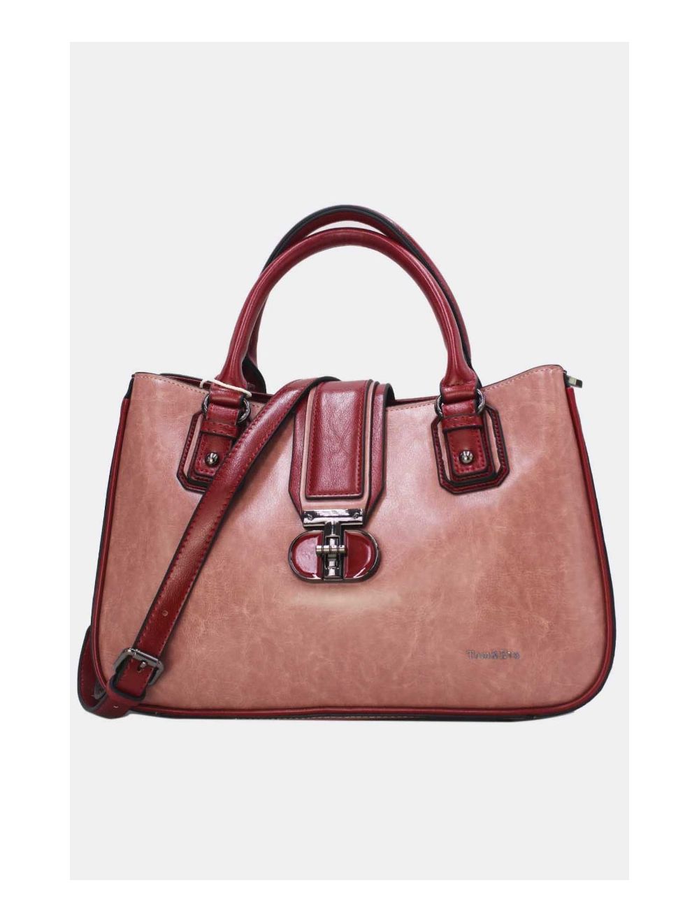 tom&eva Sac à Main Femme Effet Vernis Style 24B-6032-Pink/Burgundy