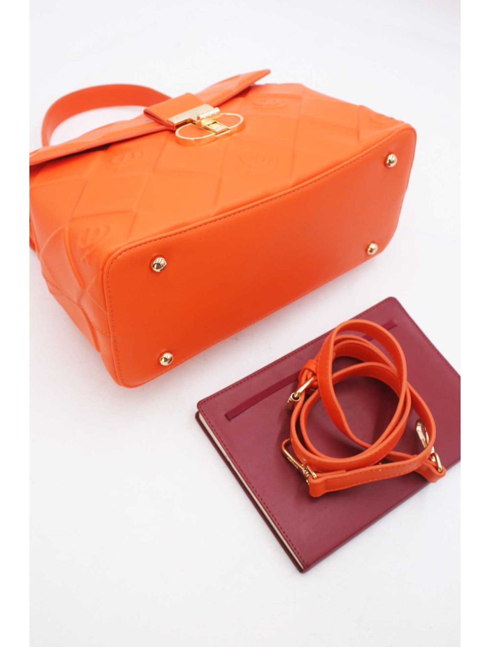 tom&eva Sac à Main Femme Embossé à Détail Métallique 6930-Orange