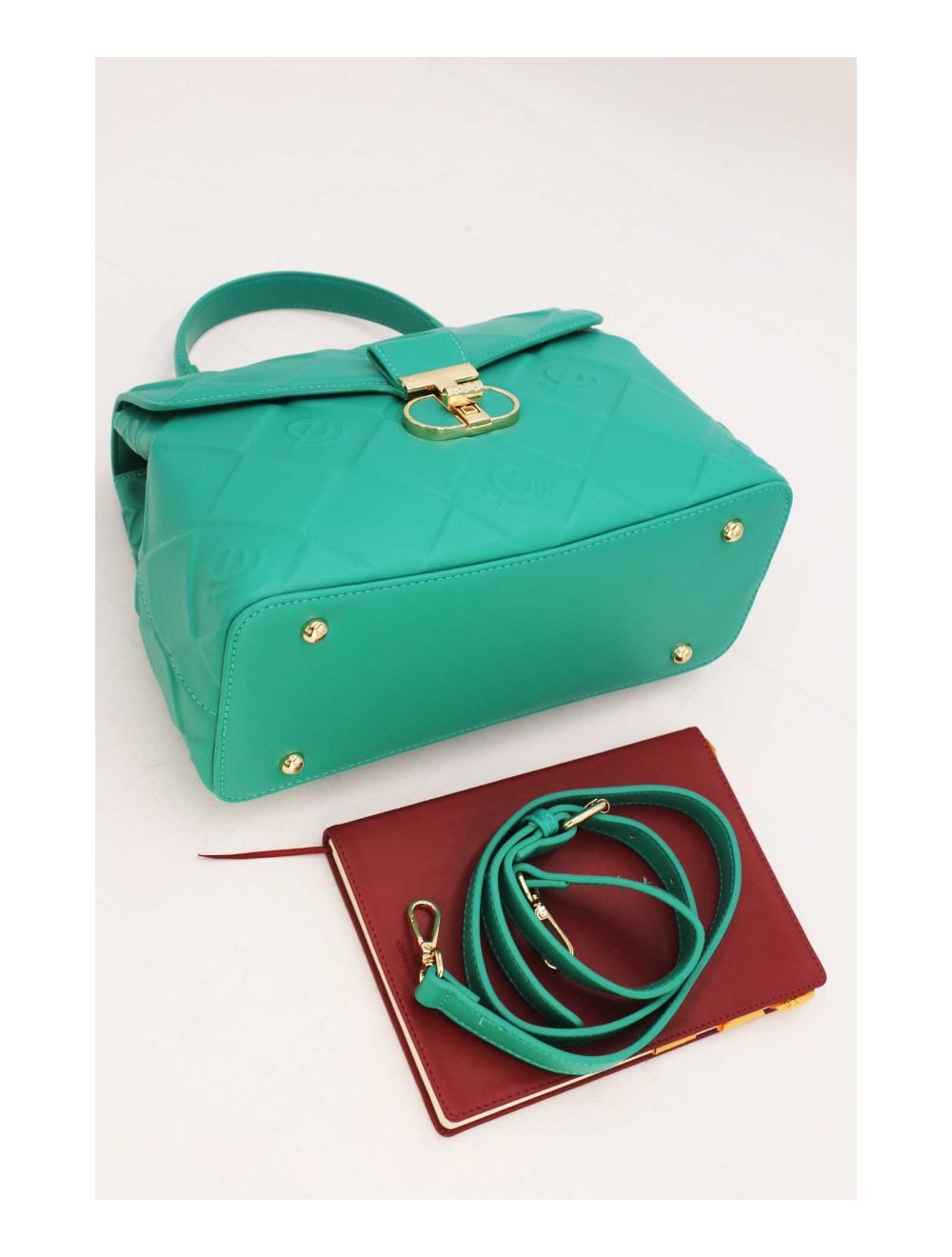 tom&eva Sac à Main Femme Embossé à Détail Métallique 6930-Turquoise