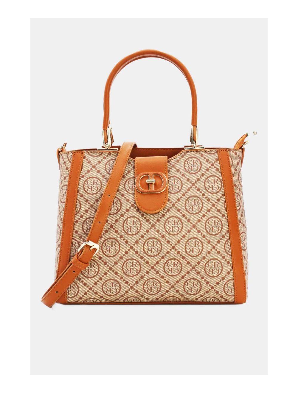 tom&eva Sac à Main Femme Orné Languette-22B-5667-Marron