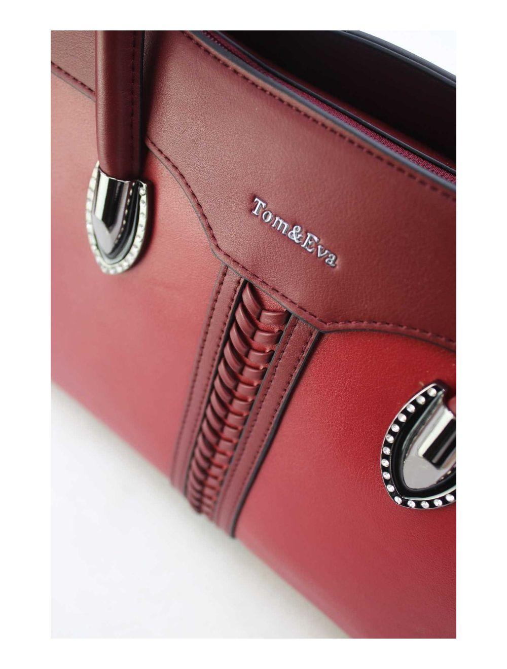 tom&eva Sac à Main Femme Patchwork 24B-6092-Burgundy/D.Red