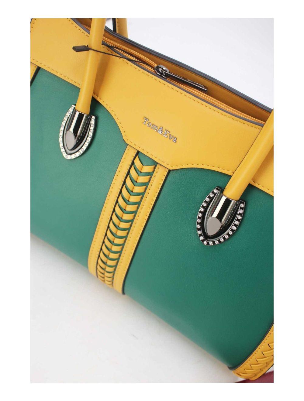 tom&eva Sac à Main Femme Patchwork 24B-6092-Green/Yellow