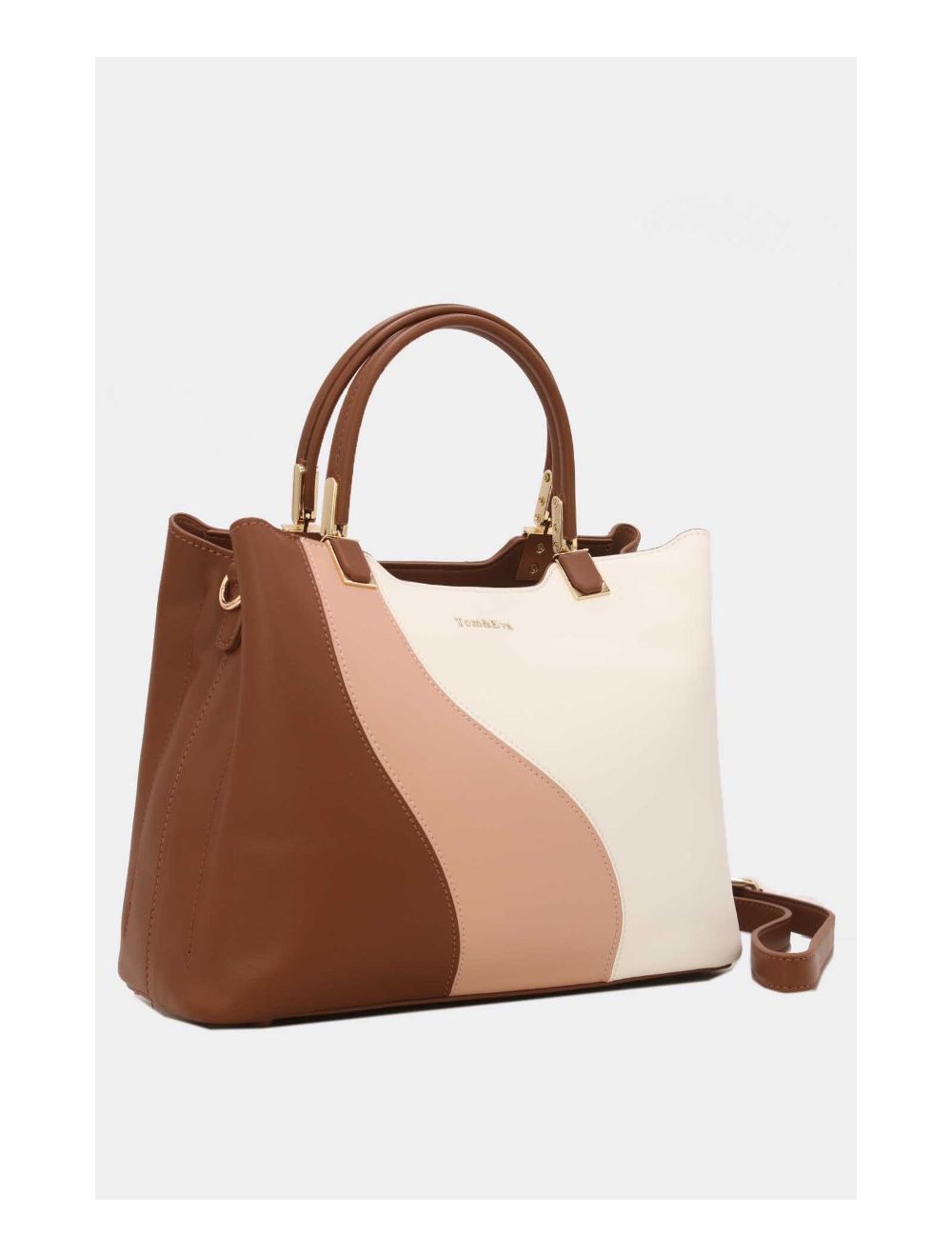 Tom&eva Sac à Main Femmes Tablette 11" Multifonction-6952-Brown/Pink/White