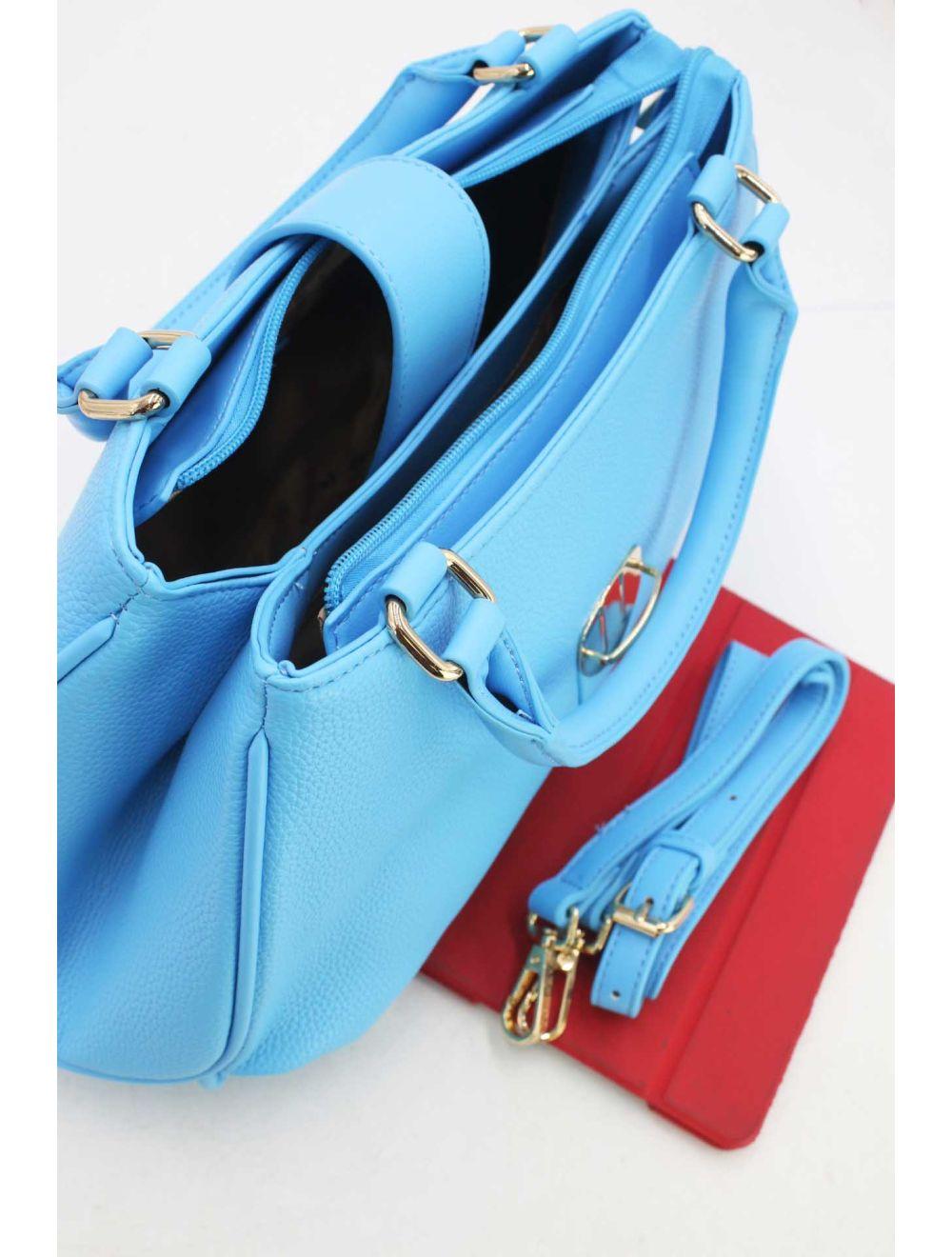 Tom&eva Sac à Main Languette En Relief Litchi-6909-Bleu
