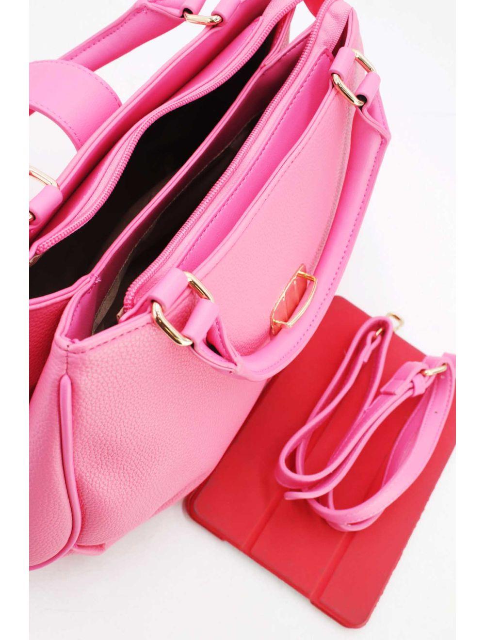 Tom&eva Sac à Main Languette En Relief Litchi-6909-Pink