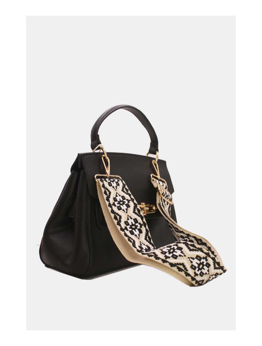 tom&eva Sac à Main Minimaliste Avec Bandoulière Large 6960H-Noir