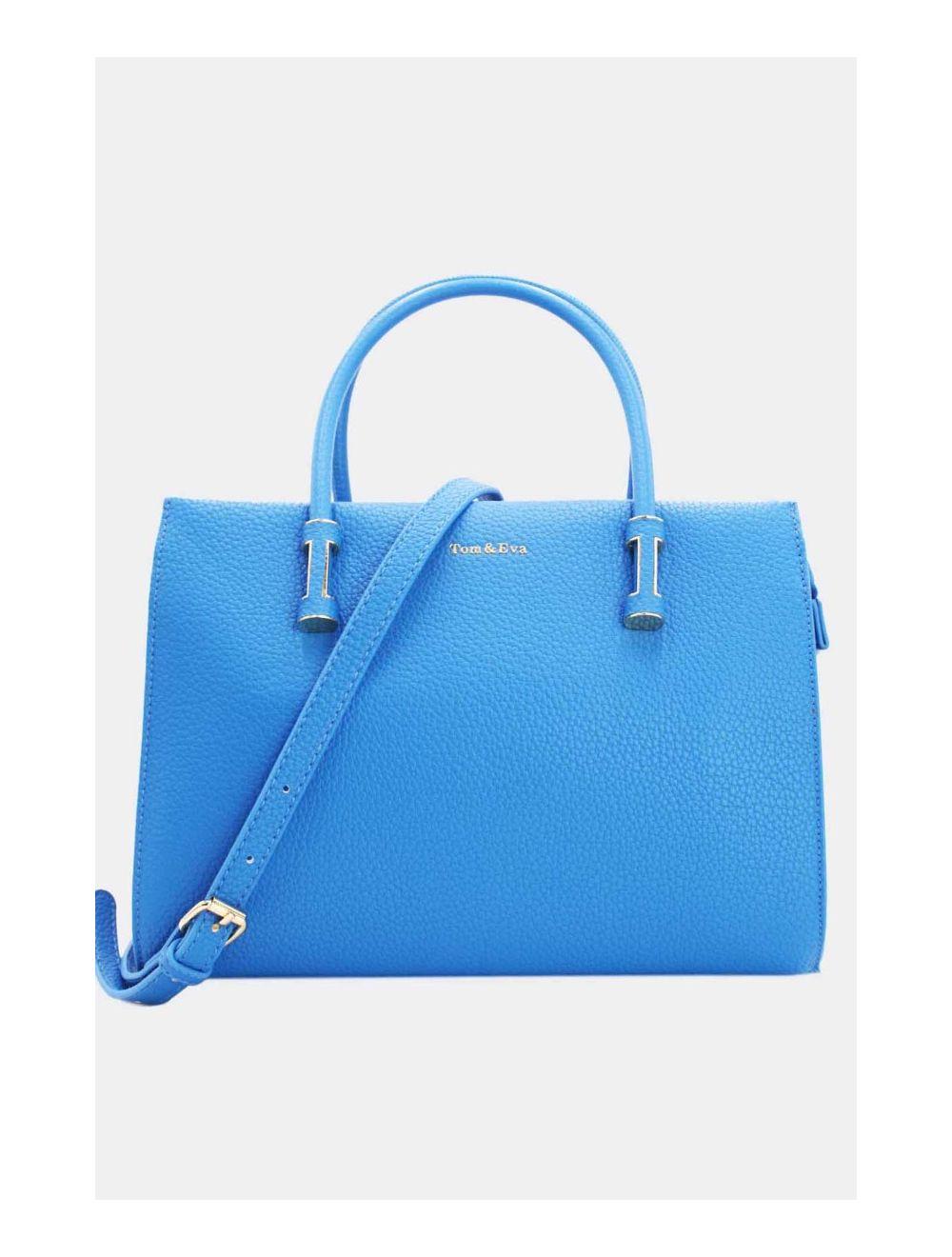 Tom&eva Sac à Main Minimaliste Effet Grainé 6925-Bleu