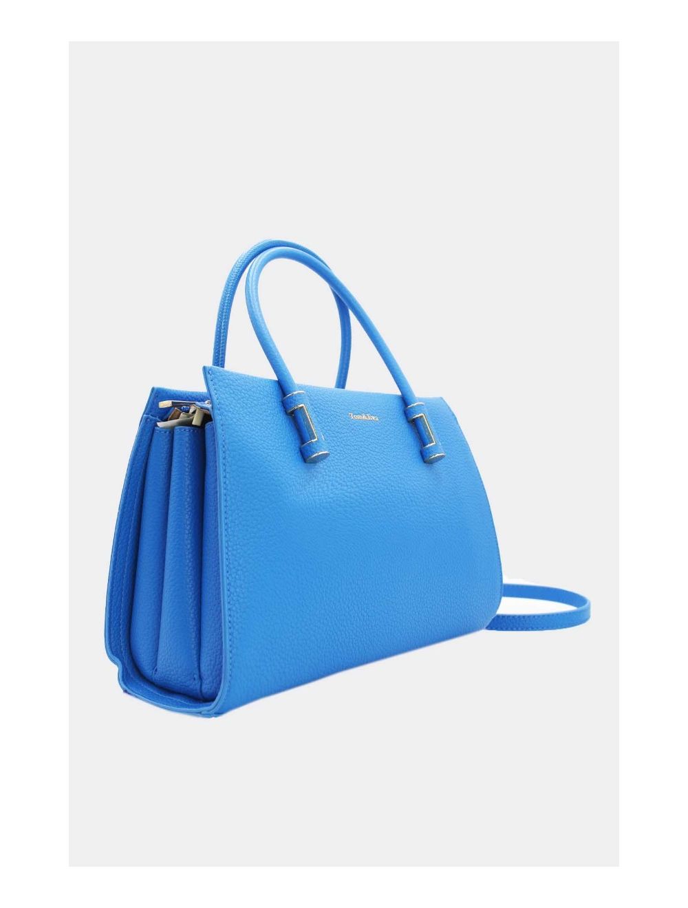 Tom&eva Sac à Main Minimaliste Effet Grainé 6925-Bleu
