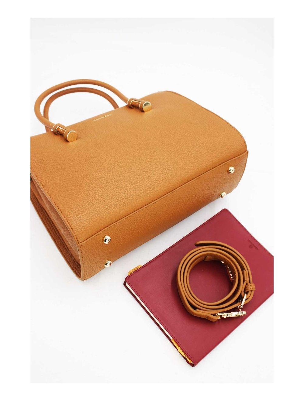 tom&eva Sac à Main Minimaliste Effet Grainé 6925-Marron