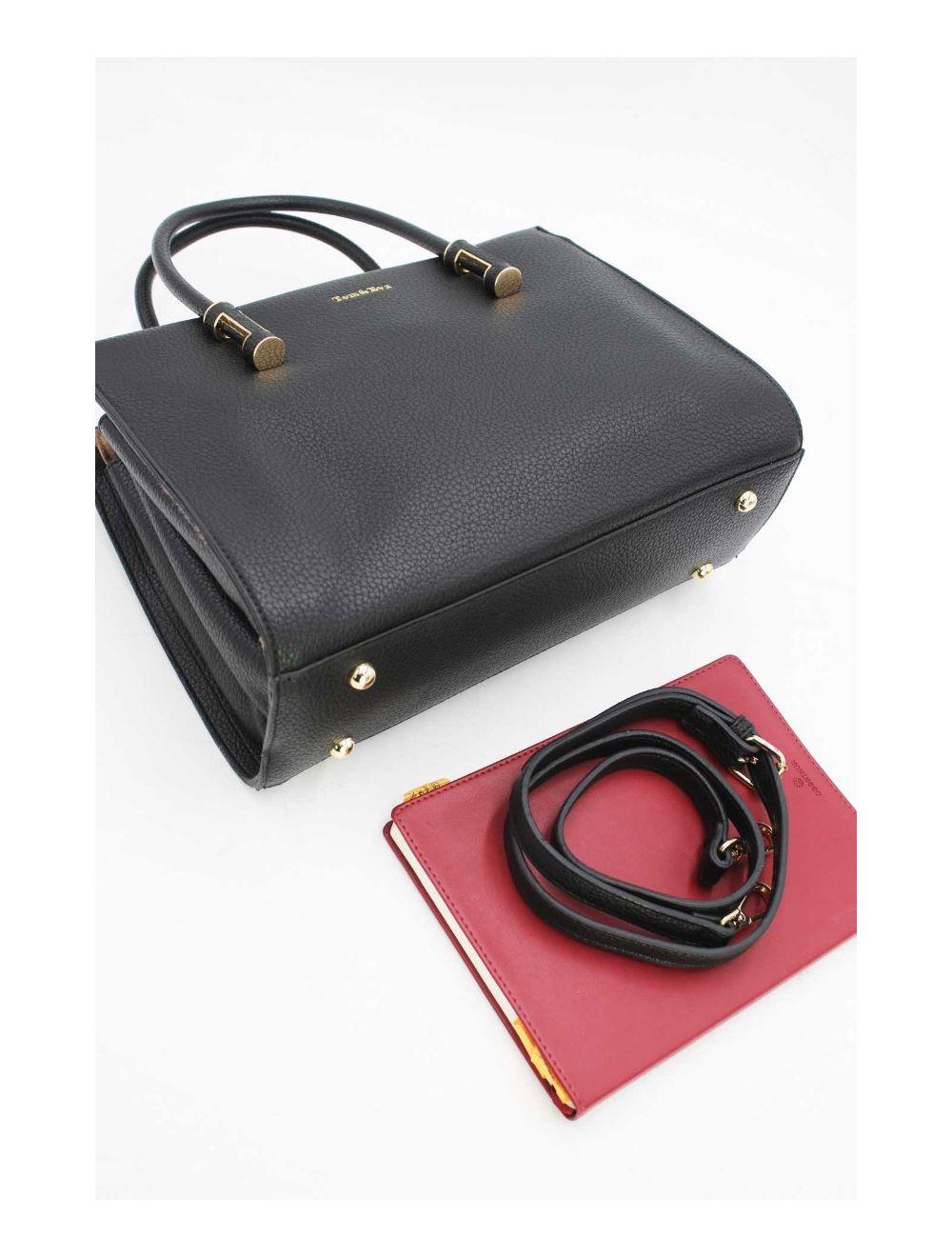 tom&eva Sac à Main Minimaliste Effet Grainé 6925-Noir