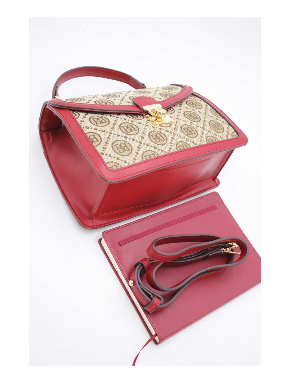 Tom&eva Sac A Main Monogramme Style Vintage 22B-5670-Bordeaux