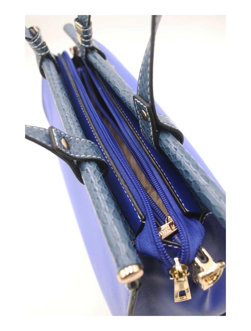 Tom&eva Sac à Main Multi Compartiments Bicolore 6978-Bleu