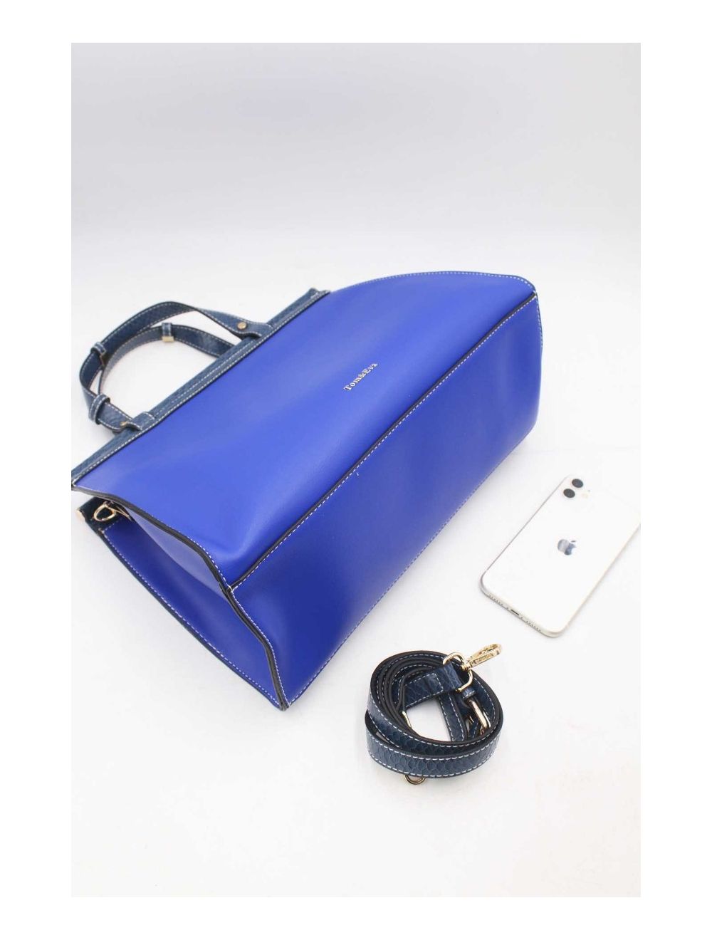 tom&eva Sac à Main Multi compartiments Bicolore 6978-Bleu